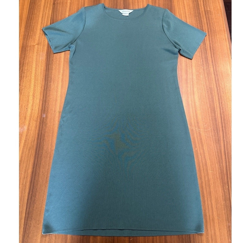 Exclusively Misook Knit Dress Teal Green Large Classic Vintage Travel Career